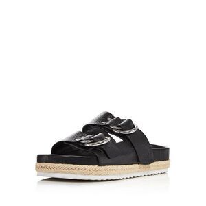 AQUA Womens Black Kai Round Toe Platform Slip On Leather Espadrille Shoes 9.5 M